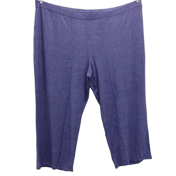 NWOT Susan Graver Lifestyle Wide-Leg Knit Pants Sz 5X Heather Blue Pull On Ankle - Picture 2 of 9